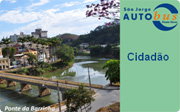 Cartão BUSCARD Cidadão, verde, com fotografia da Ponte da Bagulinha e a marca São Jorge Auto Bus.